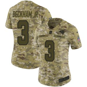 Exquisite Rams #3 Odell Beckham Jr. Camo Women's Stitched NFL Limited 2018 Salute to Service Jersey