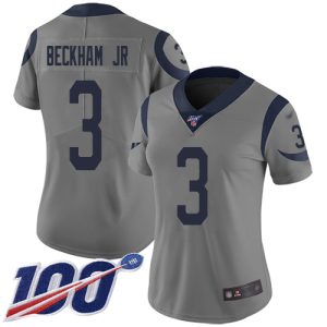 Exceptional Rams #3 Odell Beckham Jr. Gray Women's Stitched NFL Limited Inverted Legend 100th Season Jersey