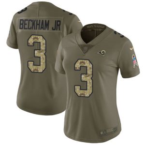 Superb Los Angeles Rams #3 Odell Beckham Jr. Olive/Camo Women's Stitched NFL Limited 2017 Salute to Service Jersey