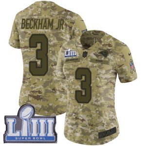 Superior Rams #3 Odell Beckham Jr. Camo Super Bowl LIII Bound Women's Stitched NFL Limited 2018 Salute to Service Jersey
