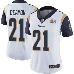 Outstanding Rams #21 Donte Deayon White Super Bowl LVI Patch Women's Stitched NFL Vapor Untouchable Limited Jersey