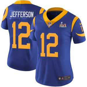 Finest Rams #12 Van Jefferson Royal Blue Alternate Super Bowl LVI Patch Women's Stitched NFL Vapor Untouchable Limited Jersey