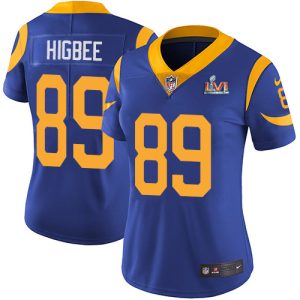 Finest Rams #89 Tyler Higbee Royal Blue Alternate Super Bowl LVI Patch Women's Stitched NFL Vapor Untouchable Limited Jersey
