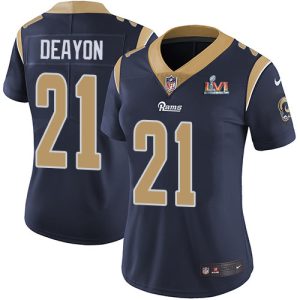 Outstanding Rams #21 Donte Deayon Navy Blue Team Color Super Bowl LVI Patch Women's Stitched NFL Vapor Untouchable Limited Jersey
