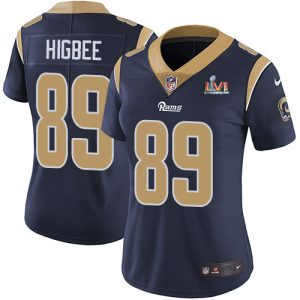 Finest Rams #89 Tyler Higbee Navy Blue Team Color Super Bowl LVI Patch Women's Stitched NFL Vapor Untouchable Limited Jersey