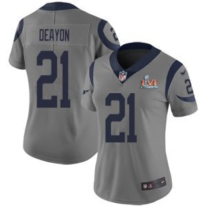 Premium Rams #21 Donte Deayon Gray Super Bowl LVI Patch Women's Stitched NFL Limited Inverted Legend Jersey
