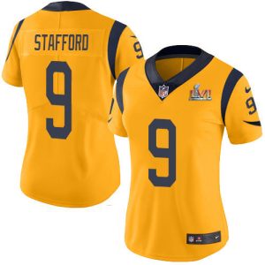Marvelous Rams #9 Matthew Stafford White Super Bowl LVI Patch Women's Stitched NFL Vapor Untouchable Limited Jersey