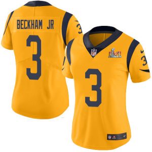 Superb Rams #3 Odell Beckham Jr. White Super Bowl LVI Patch Women's Stitched NFL Vapor Untouchable Limited Jersey