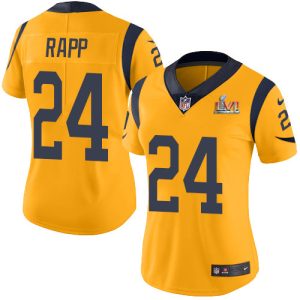 Finest Rams #24 Taylor Rapp White Super Bowl LVI Patch Women's Stitched NFL Vapor Untouchable Limited Jersey