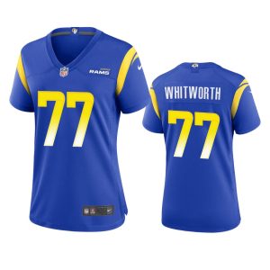 Finest Los Angeles Rams #77 Andrew Whitworth Women's Game NFL Jersey - Royal