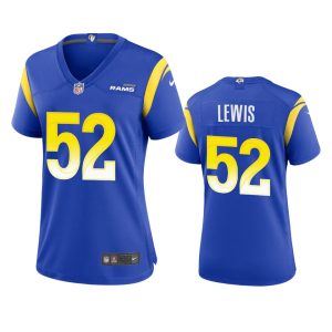 Exquisite Los Angeles Rams #52 Terrell Lewis Women's Game NFL Jersey - Royal