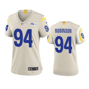 Exquisite Los Angeles Rams #94 A'Shawn Robinson Women's Game NFL Jersey - Bone