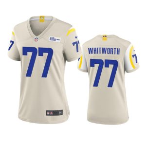 Finest Los Angeles Rams #77 Andrew Whitworth Women's Game NFL Jersey - Bone