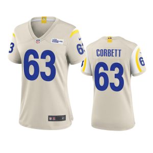 Gorgeous Los Angeles Rams #63 Austin Corbett Women's Game NFL Jersey - Bone