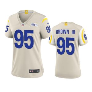 Superb Los Angeles Rams #95 Bobby Brown III Women's Game NFL Jersey - Bone