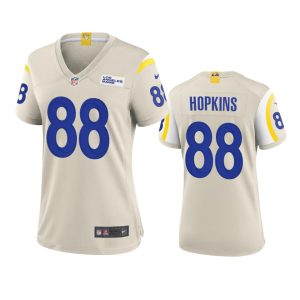 Outstanding Los Angeles Rams #88 Brycen Hopkins Women's Game NFL Jersey - Bone