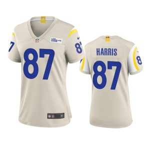 Premium Los Angeles Rams #87 Jacob Harris Women's Game NFL Jersey - Bone