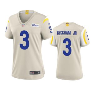 Outstanding Los Angeles Rams #3 Odell Beckham Jr. Women's Game NFL Jersey - Bone