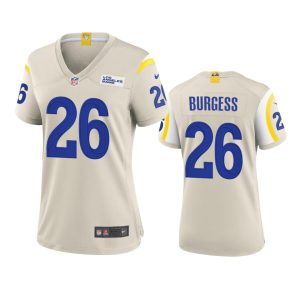 Superior Los Angeles Rams #26 Terrell Burgess Women's Game NFL Jersey - Bone