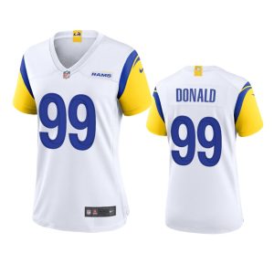 High quality Los Angeles Rams #99 Aaron Donald Women's Alternate Game NFL Jersey - White