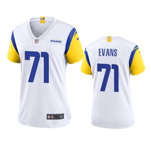 High quality Los Angeles Rams #71 Bobby Evans Women's Alternate Game NFL Jersey - White