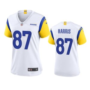 Outstanding Los Angeles Rams #87 Jacob Harris Women's Alternate Game NFL Jersey - White