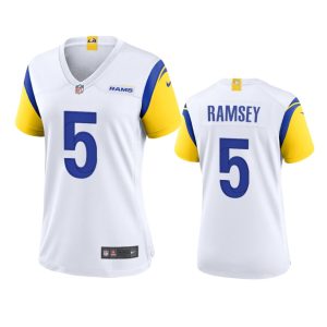 Outstanding Los Angeles Rams #5 Jalen Ramsey Women's Alternate Game NFL Jersey - White