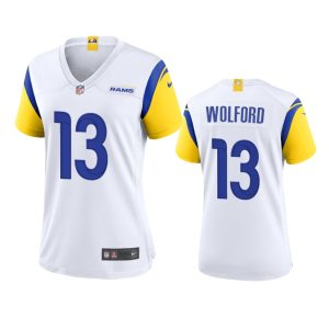 Premium Los Angeles Rams #13 John Wolford Women's Alternate Game NFL Jersey - White