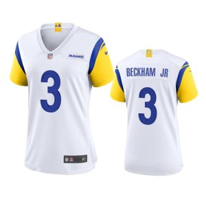 Premium Los Angeles Rams #3 Odell Beckham Jr. Women's Alternate Game NFL Jersey - White