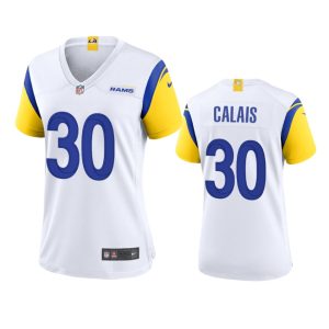 Premium Los Angeles Rams #30 Raymond Calais Women's Alternate Game NFL Jersey - White