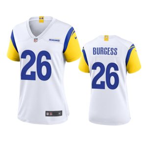High quality Los Angeles Rams #26 Terrell Burgess Women's Alternate Game NFL Jersey - White