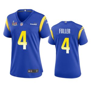 Exquisite Los Angeles Rams #4 Jordan Fuller Women's Super Bowl LVI Patch Game NFL Jersey - Royal