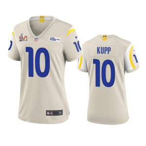 Premium Los Angeles Rams #10 Cooper Kupp Women's Super Bowl LVI Patch Game NFL Jersey - Bone