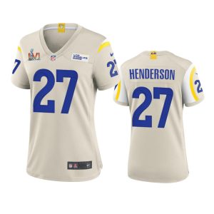 High quality Los Angeles Rams #27 Darrell Henderson Women's Super Bowl LVI Patch Game NFL Jersey - Bone