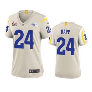 Gorgeous Los Angeles Rams #24 Taylor Rapp Women's Super Bowl LVI Patch Game NFL Jersey - Bone