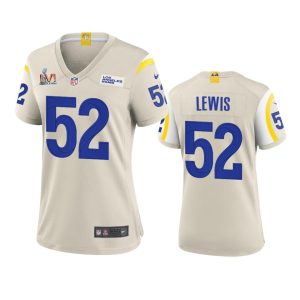 Superior Los Angeles Rams #52 Terrell Lewis Women's Super Bowl LVI Patch Game NFL Jersey - Bone