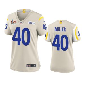 Superior Los Angeles Rams #40 Von Miller Women's Super Bowl LVI Patch Game NFL Jersey - Bone