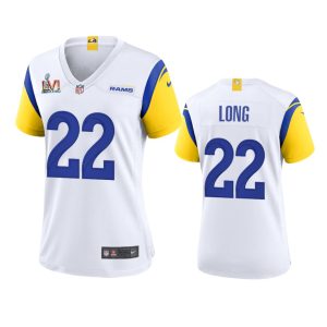 Superb Los Angeles Rams #22 David Long Women's Super Bowl LVI Patch Alternate Game NFL Jersey - White