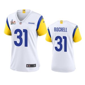 Exquisite Los Angeles Rams #31 Robert Rochell Women's Super Bowl LVI Patch Alternate Game NFL Jersey - White