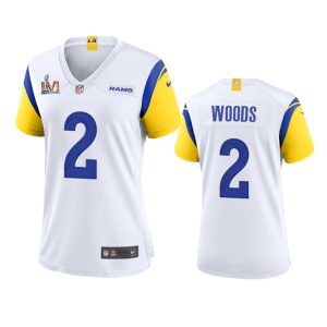 Superb Los Angeles Rams #2 Robert Woods Women's Super Bowl LVI Patch Alternate Game NFL Jersey - White
