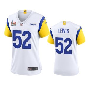 Outstanding Los Angeles Rams #52 Terrell Lewis Women's Super Bowl LVI Patch Alternate Game NFL Jersey - White