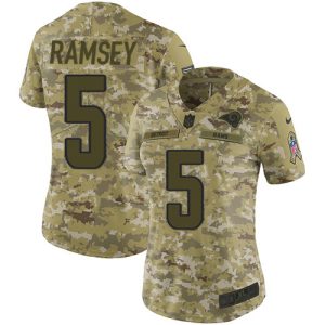 Superior Rams #5 Jalen Ramsey Camo Women's Stitched NFL Limited 2018 Salute to Service Jersey
