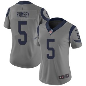 Marvelous Rams #5 Jalen Ramsey Gray Women's Stitched NFL Limited Inverted Legend Jersey