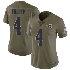Premium Rams #4 Jordan Fuller Olive Women's Stitched NFL Limited 2017 Salute to Service Jersey