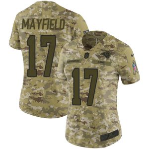 Superior Rams #17 Baker Mayfield Camo Women's Stitched NFL Limited 2018 Salute to Service Jersey