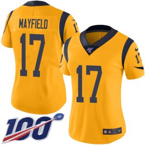 Superior Rams #17 Baker Mayfield Gold Women's Stitched NFL Limited Rush 100th Season Jersey