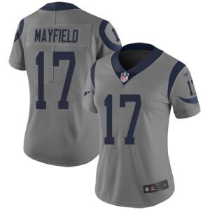Gorgeous Rams #17 Baker Mayfield Gray Women's Stitched NFL Limited Inverted Legend Jersey