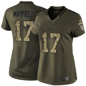 Gorgeous Rams #17 Baker Mayfield Green Women's Stitched NFL Limited 2015 Salute to Service Jersey