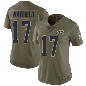 Outstanding Rams #17 Baker Mayfield Olive Women's Stitched NFL Limited 2017 Salute to Service Jersey