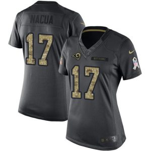 Premium Rams #17 Puka Nacua Black Women's Stitched NFL Limited 2016 Salute to Service Jersey